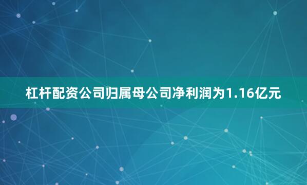 杠杆配资公司归属母公司净利润为1.16亿元